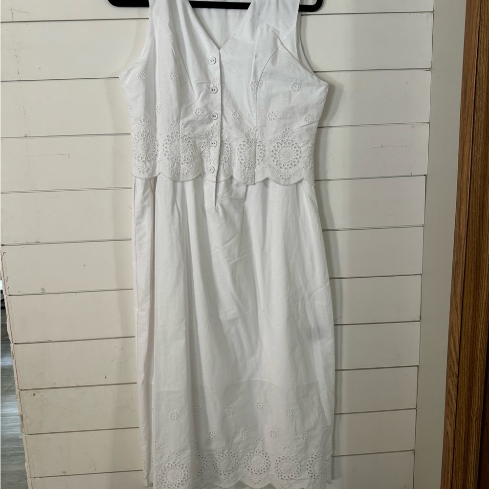 Rachel Zoe White Dress with Eyelet Design